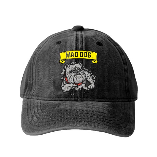 Mad dog pitbill lover Washed Denim Baseball Caps