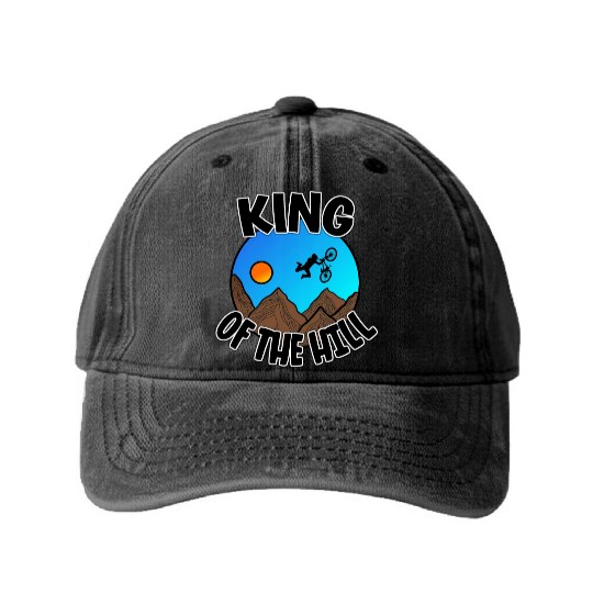 King Of The Hill - Cyclist Gift Washed Denim Baseball Caps