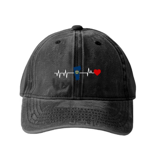 Vermont Heartbeat Gift Washed Denim Baseball Caps