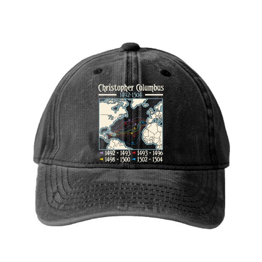 Christopher Columbus Day Italian American Washed Denim Baseball Caps