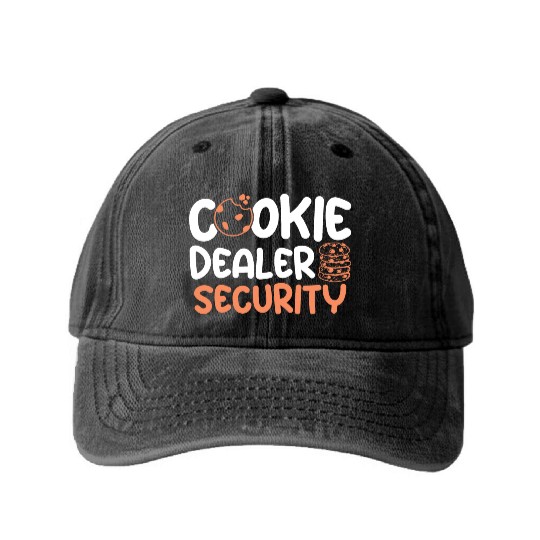Cookie Dealer Security Sweet Cookies Baking Baker Washed Denim Baseball Caps