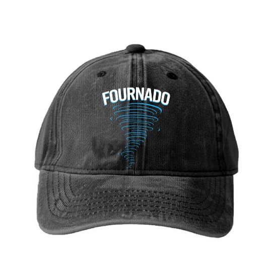 4th Birthday Party Fournado Birthday Tornado Washed Denim Baseball Caps