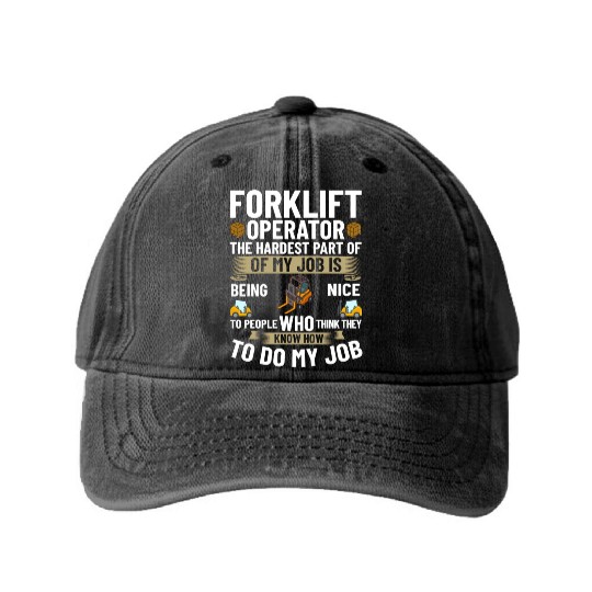 Forklift Operator Driver Lift Truck Training Washed Denim Baseball Caps