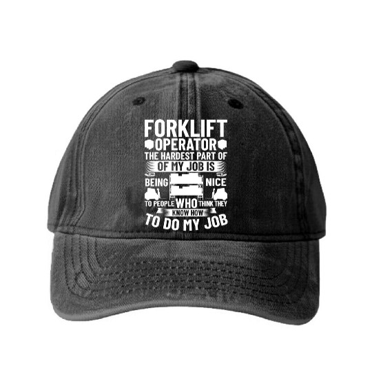 Forklift Operator Driver Lift Truck Training Washed Denim Baseball Caps