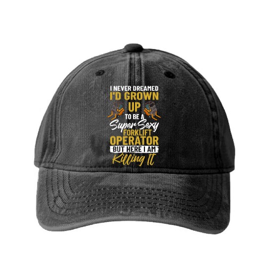 Forklift Operator Driver Lift Truck Training Washed Denim Baseball Caps