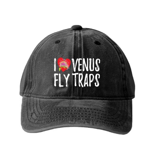 I Love Venus Flytrap Carnivorous Bite Me Washed Denim Baseball Caps