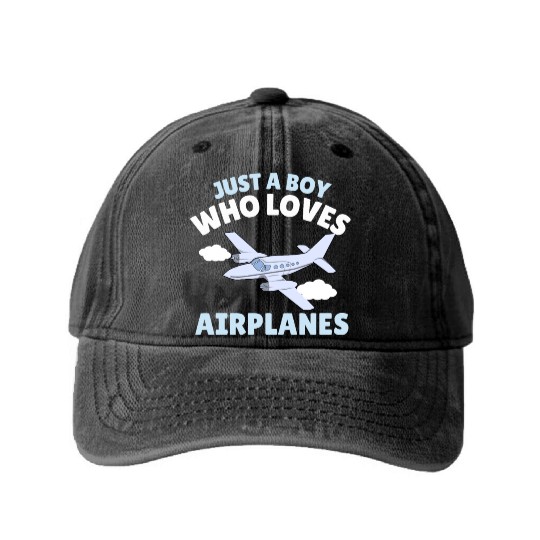 Just A Boy Who Loves Airplanes Toddler Baby Washed Denim Baseball Caps