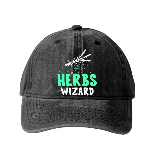 Herbs Wizard Herbalist Herb Herbalism Gardening Washed Denim Baseball Caps