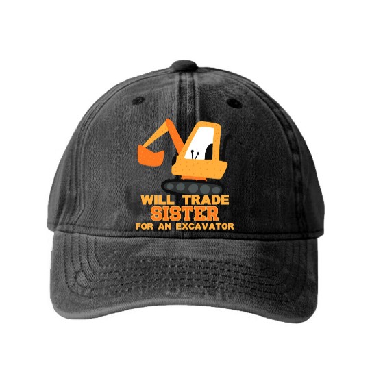 Will Trade Sister for Excavator | Toddler Boy Washed Denim Baseball Caps