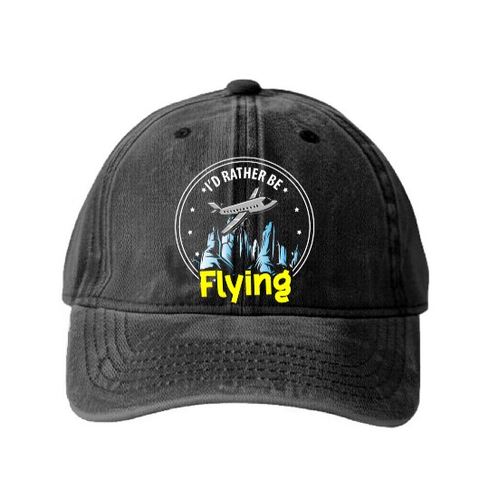 Pilot Job Airfield Flight School Washed Denim Baseball Caps
