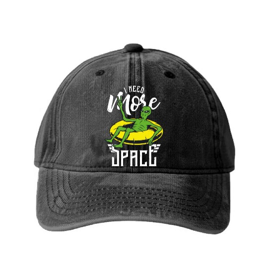 I Need More Space Alien Vacation Washed Denim Baseball Caps