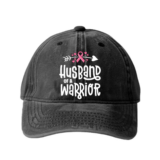 Husband Of A Warrior Breast Cancer Awareness Washed Denim Baseball Caps