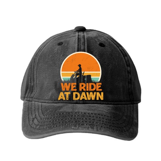 We Ride At Dawn Funny Lawn Mowing Worker Washed Denim Baseball Caps