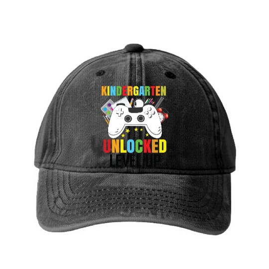 Copy of Kindergarten Unlocked Level Up Washed Denim Baseball Caps