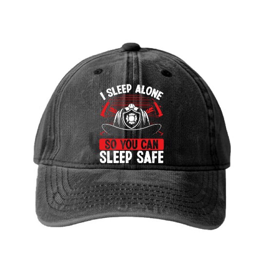 Firefighter Wife Girlfriend Night Shift Firemen Washed Denim Baseball Caps