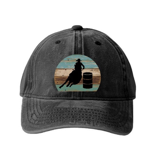 Barrel Racing Retro Style Washed Denim Baseball Caps