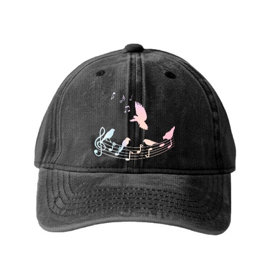 Musician Bird Nature Music Washed Denim Baseball Caps