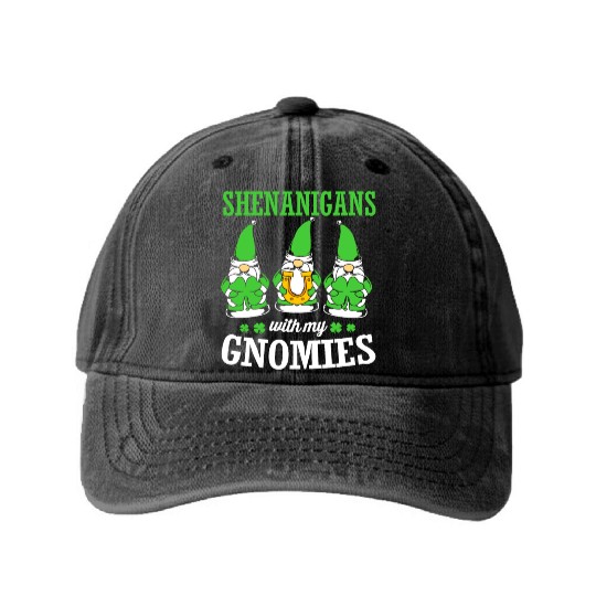 Clover St Patricks Day Shenanigans With My Gnomies Washed Denim Baseball Caps