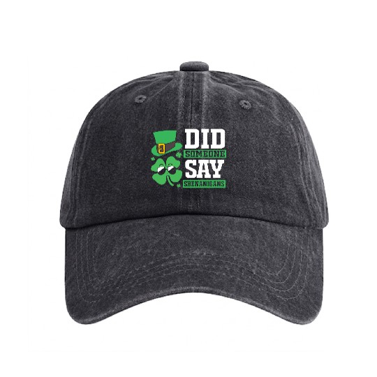 Cute Four Leaf Clover Did Someone Say Shenanigans Washed Denim Baseball Caps