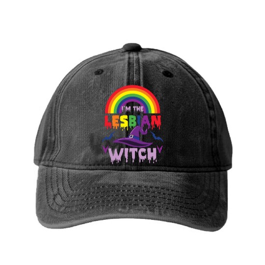 I m The Lesbian Witch For Halloween Washed Denim Baseball Caps