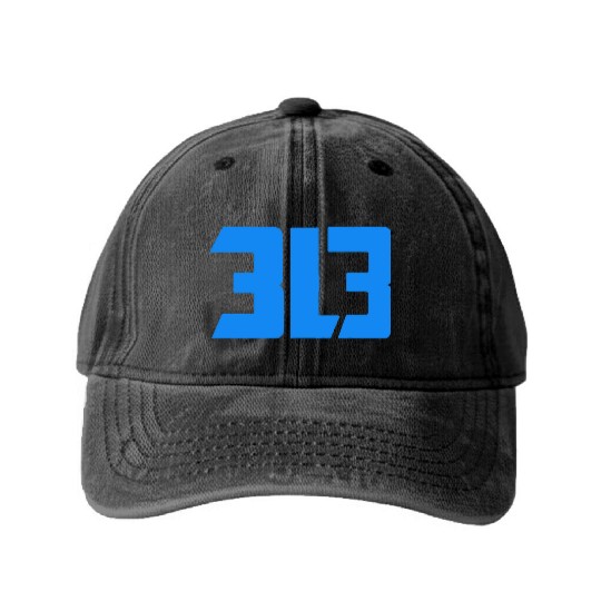 detroit lions 313 Washed Denim Baseball Caps