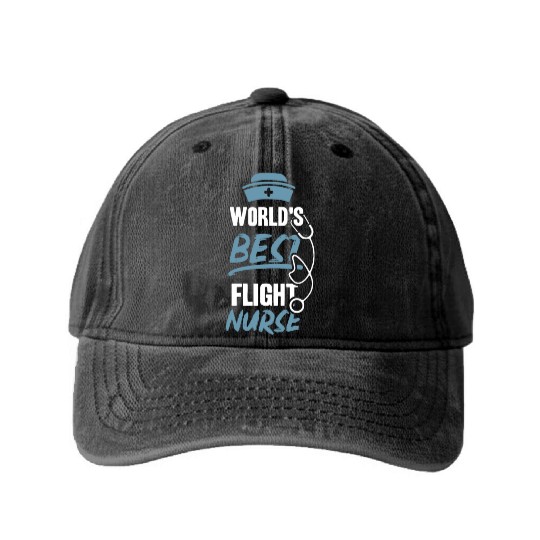 World's Best Flight Nurse Team Job Medic Washed Denim Baseball Caps