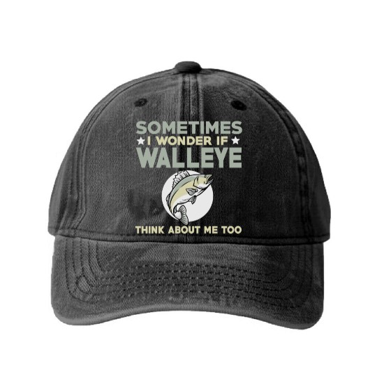 Funny Walleye Fishing Lover Washed Denim Baseball Caps