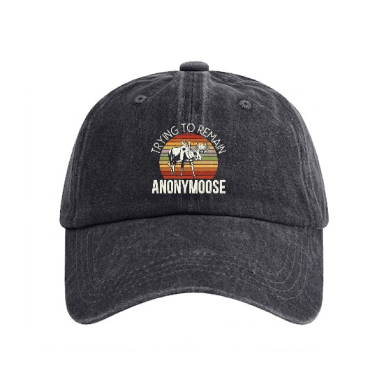 Trying To Remain Anonymoose Animal Alces Elk Moose Washed Denim Baseball Caps