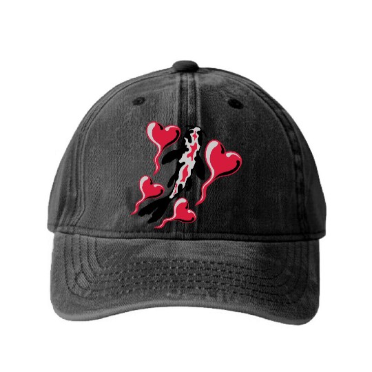 hearts koi fish nishikigoi Washed Denim Baseball Caps