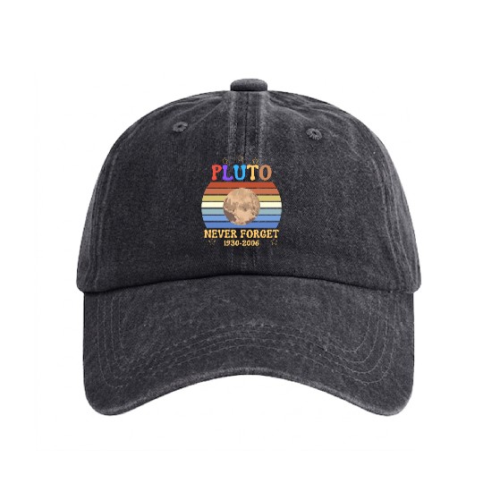 pluto never Forget light Washed Denim Baseball Caps
