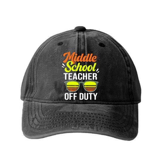 Summer Vacation Middle School Teacher Off Duty Washed Denim Baseball Caps
