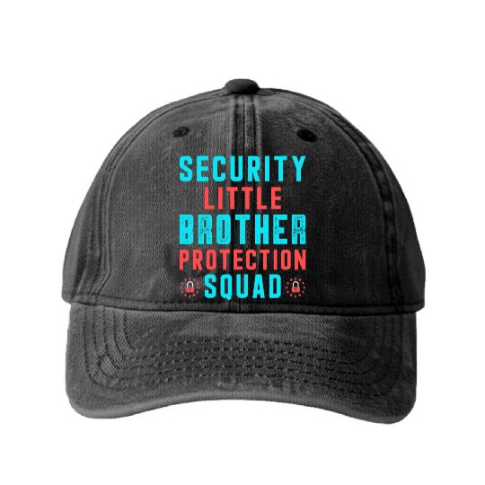Security Little Brother Protection Squad Washed Denim Baseball Caps