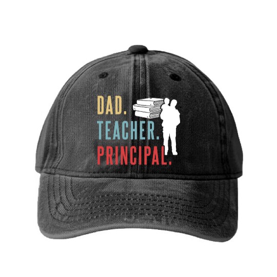 Dad Teacher Principal Homeschool Homeschooling Washed Denim Baseball Caps