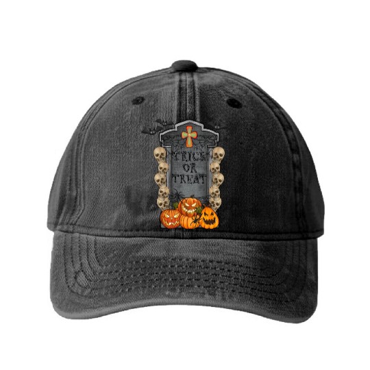 Trick Or Treat Washed Denim Baseball Caps