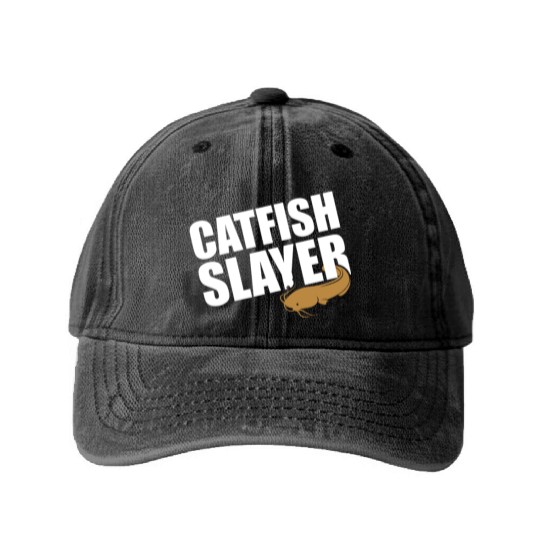 Catfish Slayer - Wels Catfish Hunter Washed Denim Baseball Caps