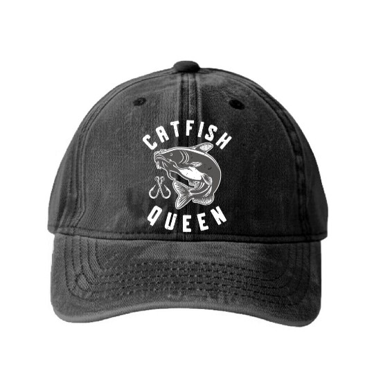 Wels Catfish Design For A Catfish Queen Washed Denim Baseball Caps