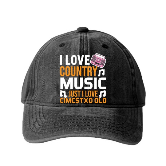I love Country Music Washed Denim Baseball Caps