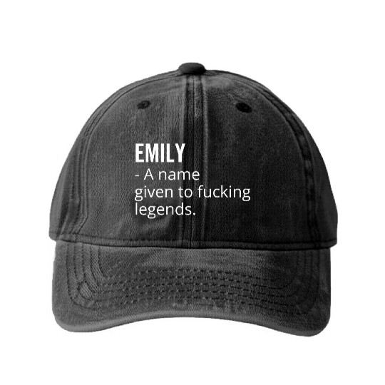 Emily a Name Given to Fucking Legends Washed Denim Baseball Caps