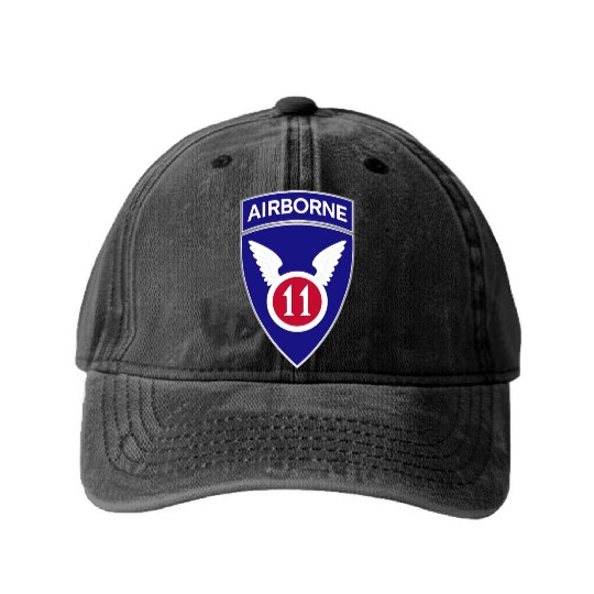 11th Airborne Division DUI wo Txt X 300 Washed Denim Baseball Caps