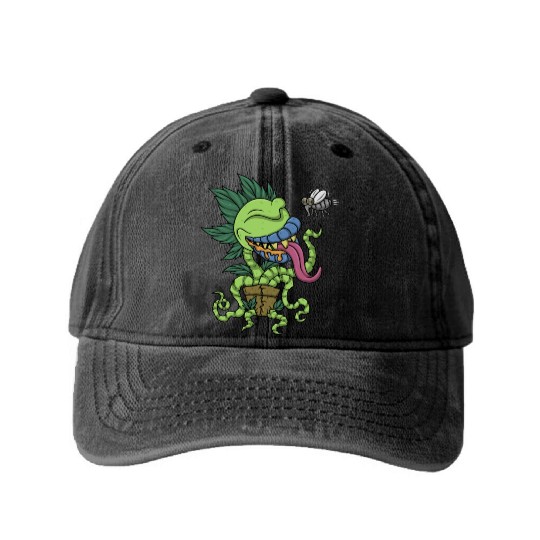 Venus Fly Trap Botanical Monster Plant Carnivorous Washed Denim Baseball Caps