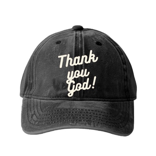Thank You God Washed Denim Baseball Caps