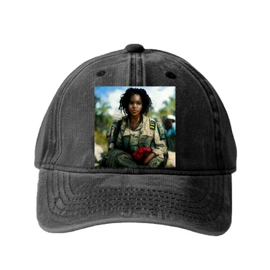 Beautiful US army combat medic painting Washed Denim Baseball Caps