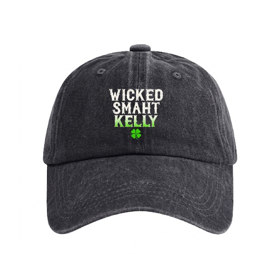 Wicked Smaht Kelly Clan Boston Irish Slang Washed Denim Baseball Caps