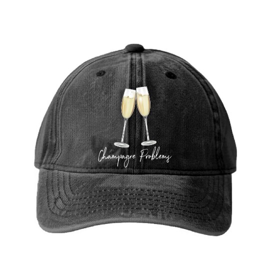 Champagne Problems Washed Denim Baseball Caps