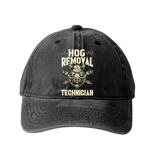 Hog Removal Technician Boar Hunting Washed Denim Baseball Caps