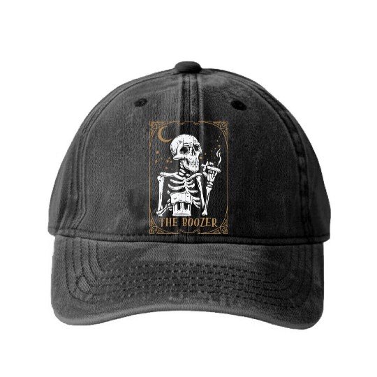 Alcohol Tarot Card Occult Club Gothic Vice Drink Washed Denim Baseball Caps