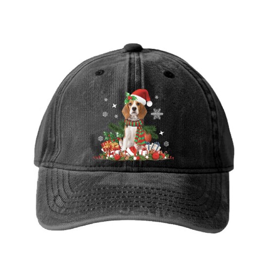 Christmas Beagle Dog Cute Washed Denim Baseball Caps