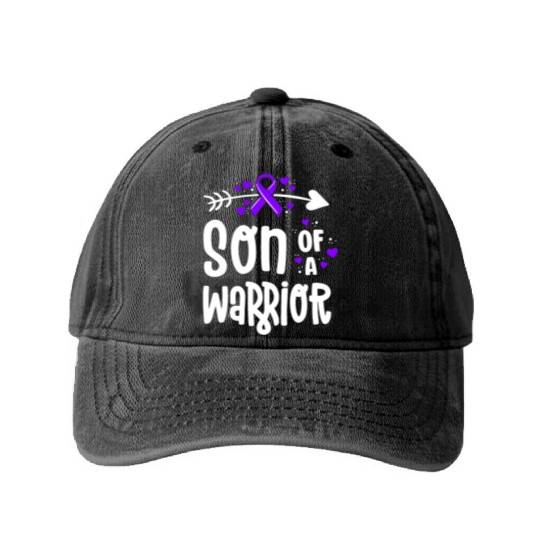 Son Of A Warrior Hodgkins Lymphoma Cancer Washed Denim Baseball Caps