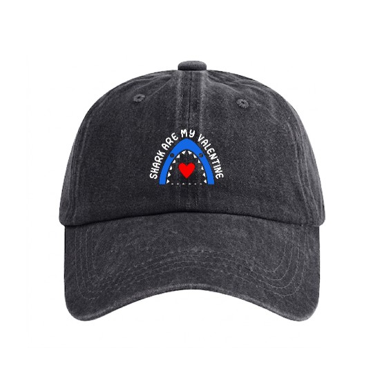 Freedive Sharks Are My Valentine Freediving Apnoe Washed Denim Baseball Caps