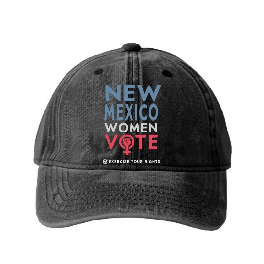 New Mexico Women Vote Voter 2022 Election Washed Denim Baseball Caps
